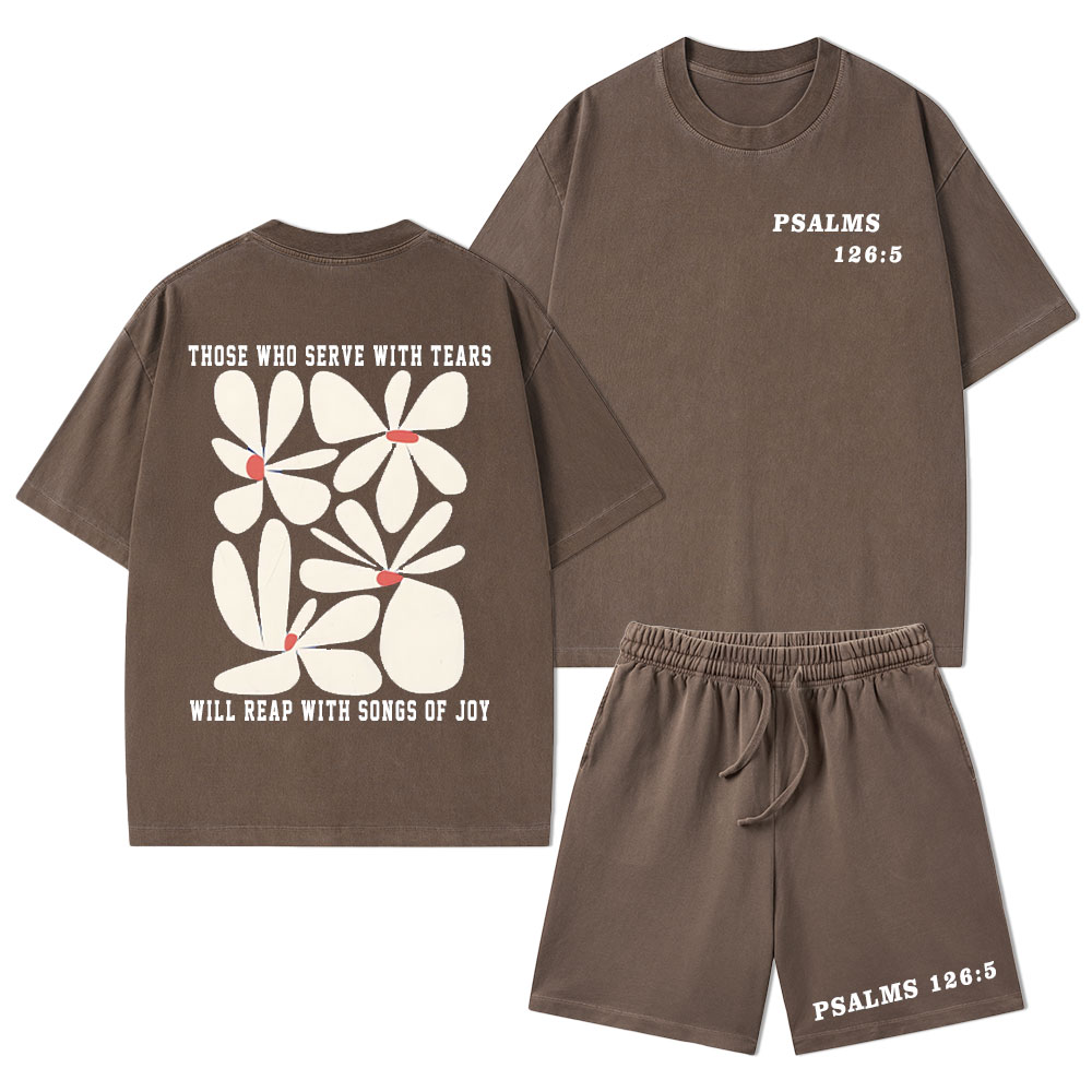 Reap With Songs of Joy Christian Washed T-Shirt & Shorts