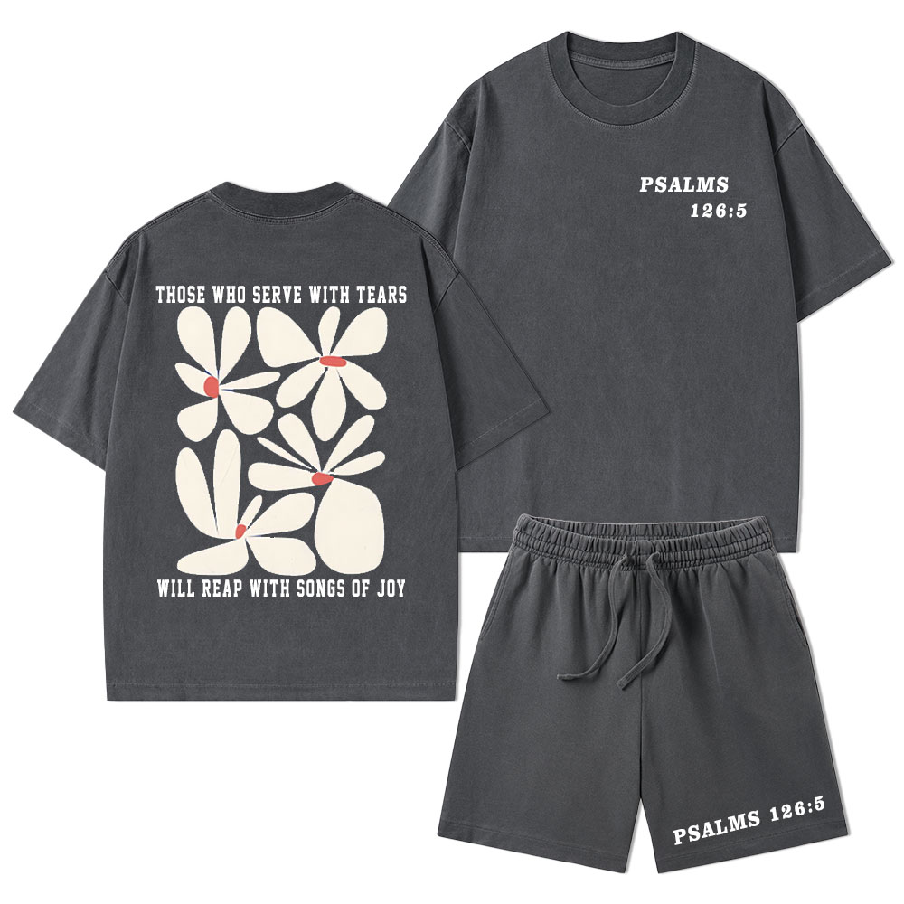 Reap With Songs of Joy Christian Washed T-Shirt & Shorts