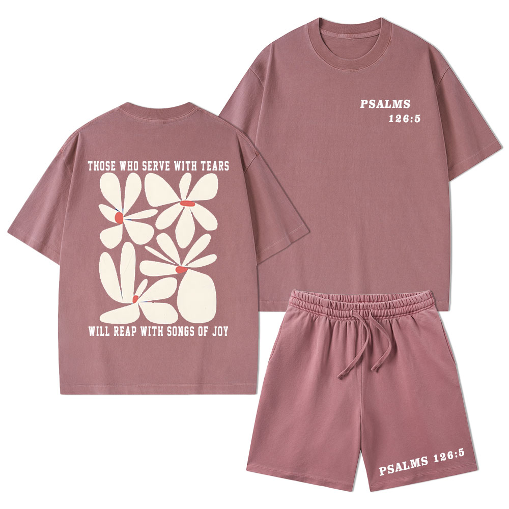 Reap With Songs of Joy Christian Washed T-Shirt & Shorts