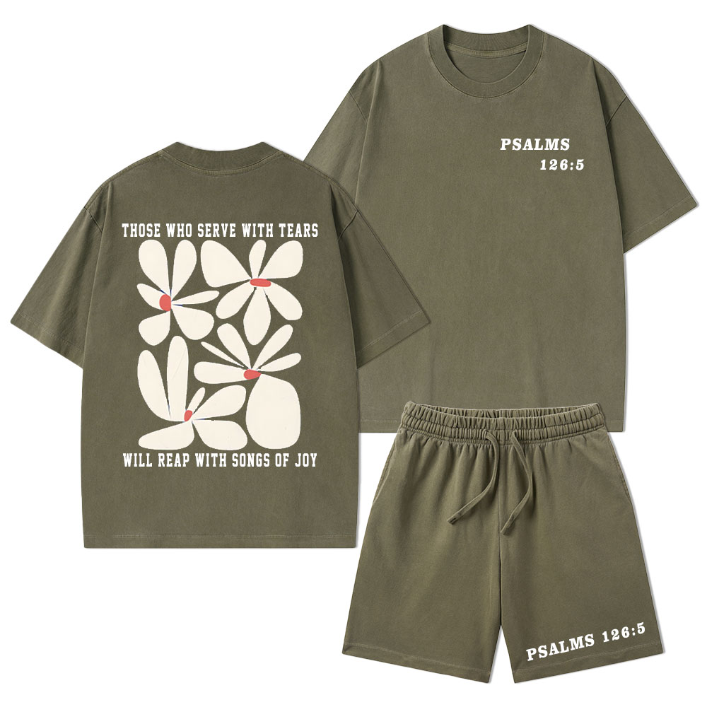 Reap With Songs of Joy Christian Washed T-Shirt & Shorts