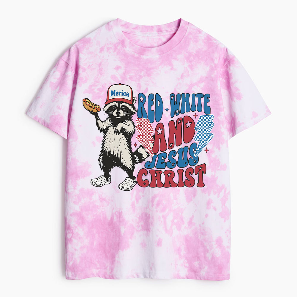 Red White And Jesus Christ Heavy Cotton Tie Dye T-Shirt