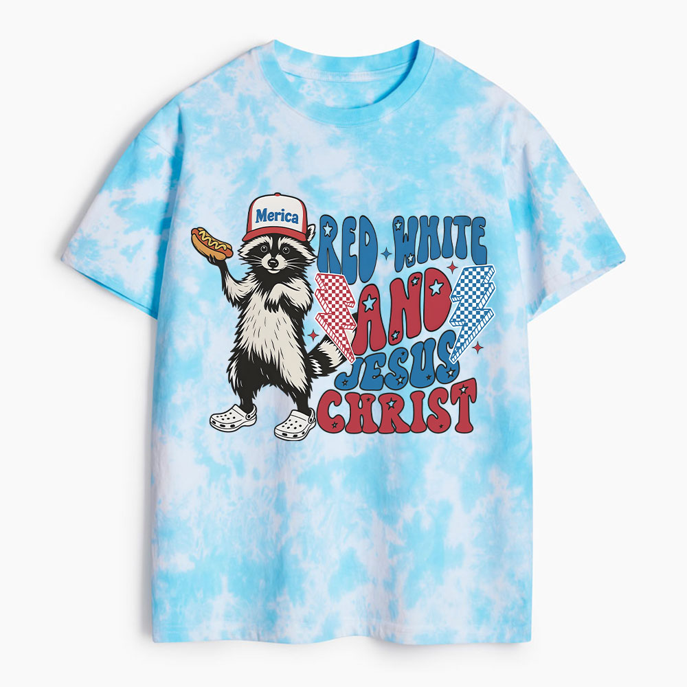 Red White And Jesus Christ Heavy Cotton Tie Dye T-Shirt