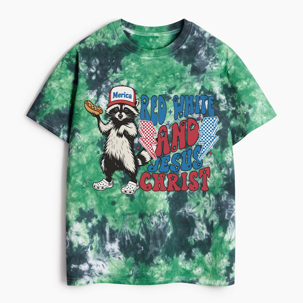 Red White And Jesus Christ Heavy Cotton Tie Dye T-Shirt