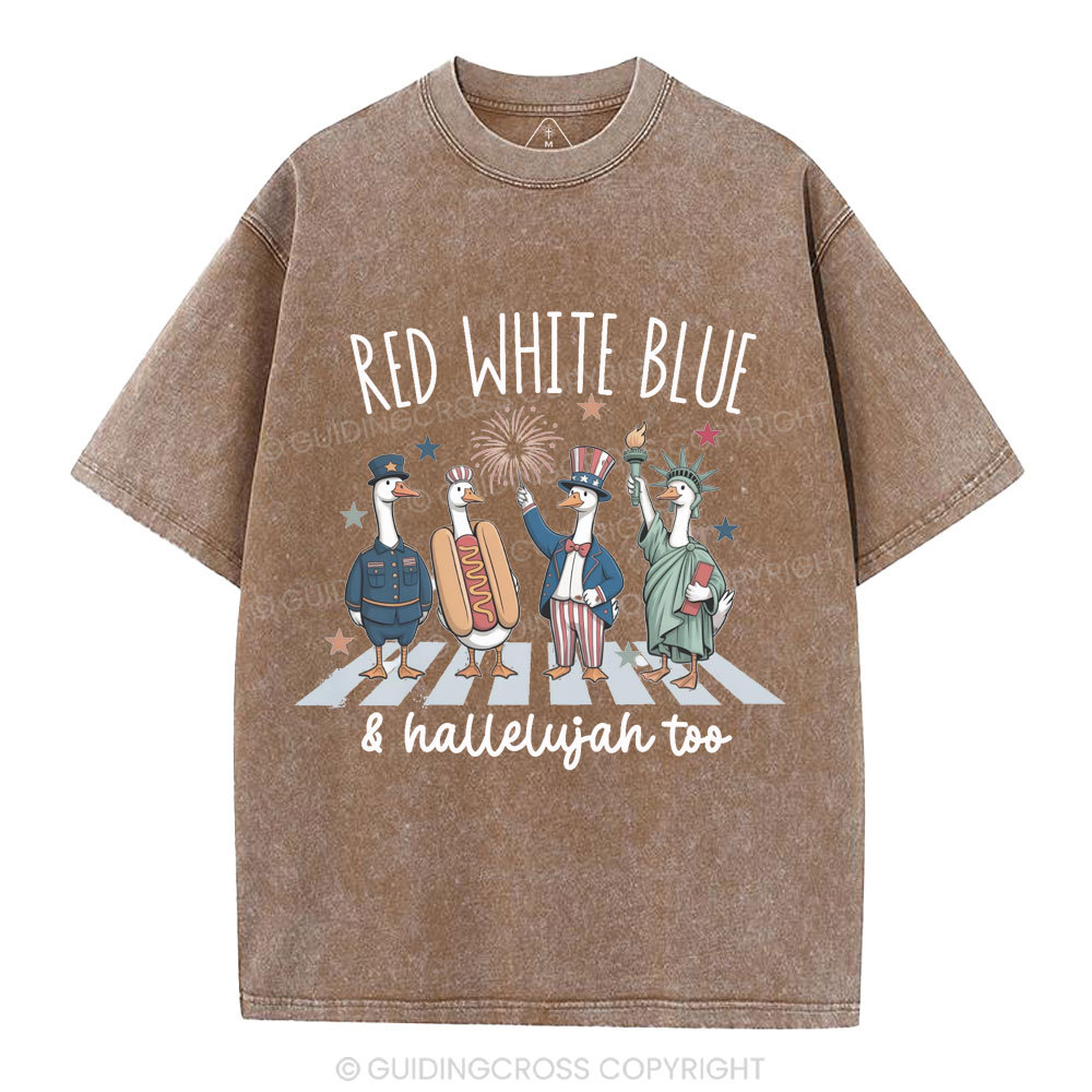 Red White Blue&Hallelujah Too Christian Washed T-Shirt