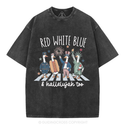 Red White Blue&Hallelujah Too Christian Washed T-Shirt