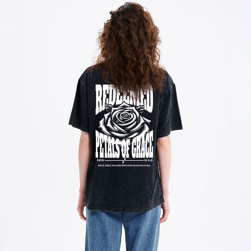Redeemed Petals Of Grace Christian Washed T-Shirt