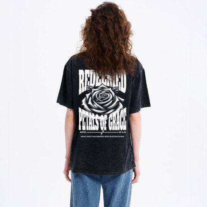 Redeemed Petals Of Grace Christian Washed T-Shirt