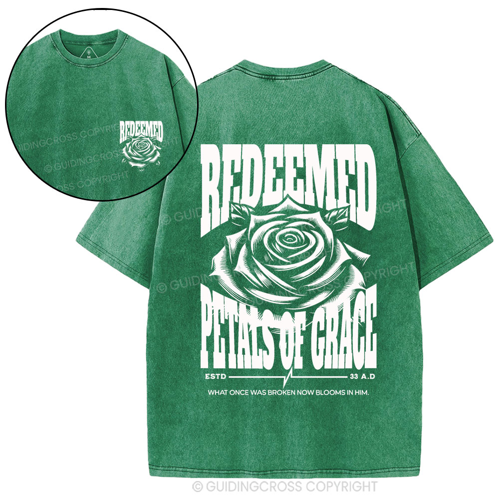 Redeemed Petals Of Grace Christian Washed T-Shirt