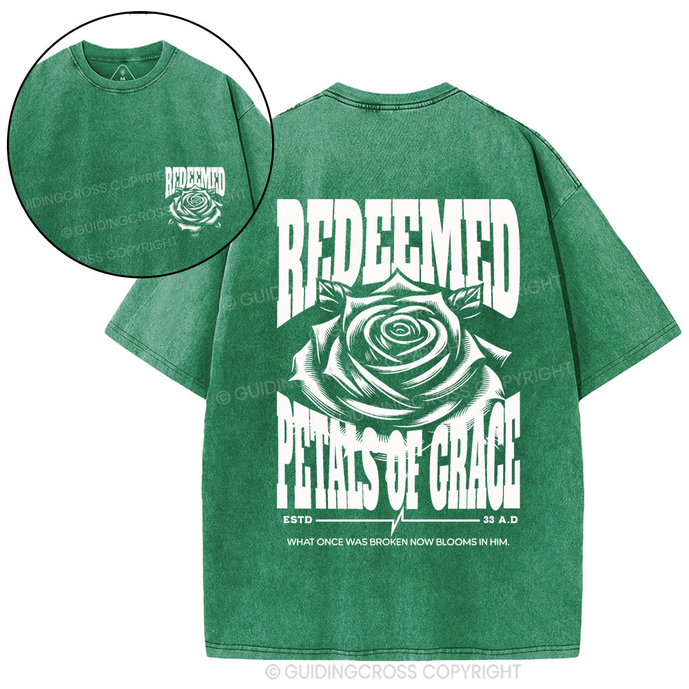 Redeemed Petals Of Grace Christian Washed T-Shirt