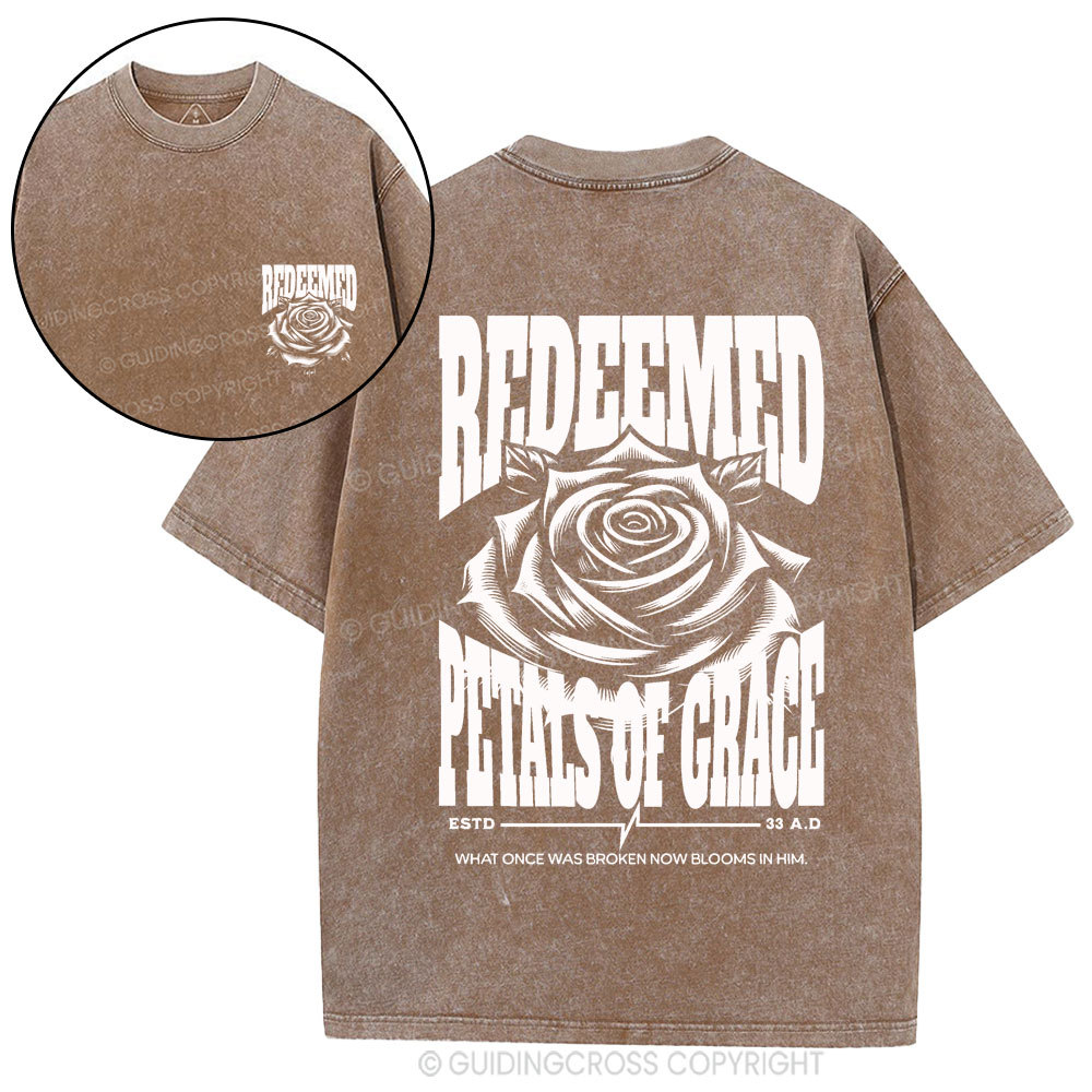 Redeemed Petals Of Grace Christian Washed T-Shirt