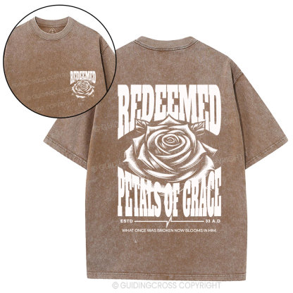 Redeemed Petals Of Grace Christian Washed T-Shirt
