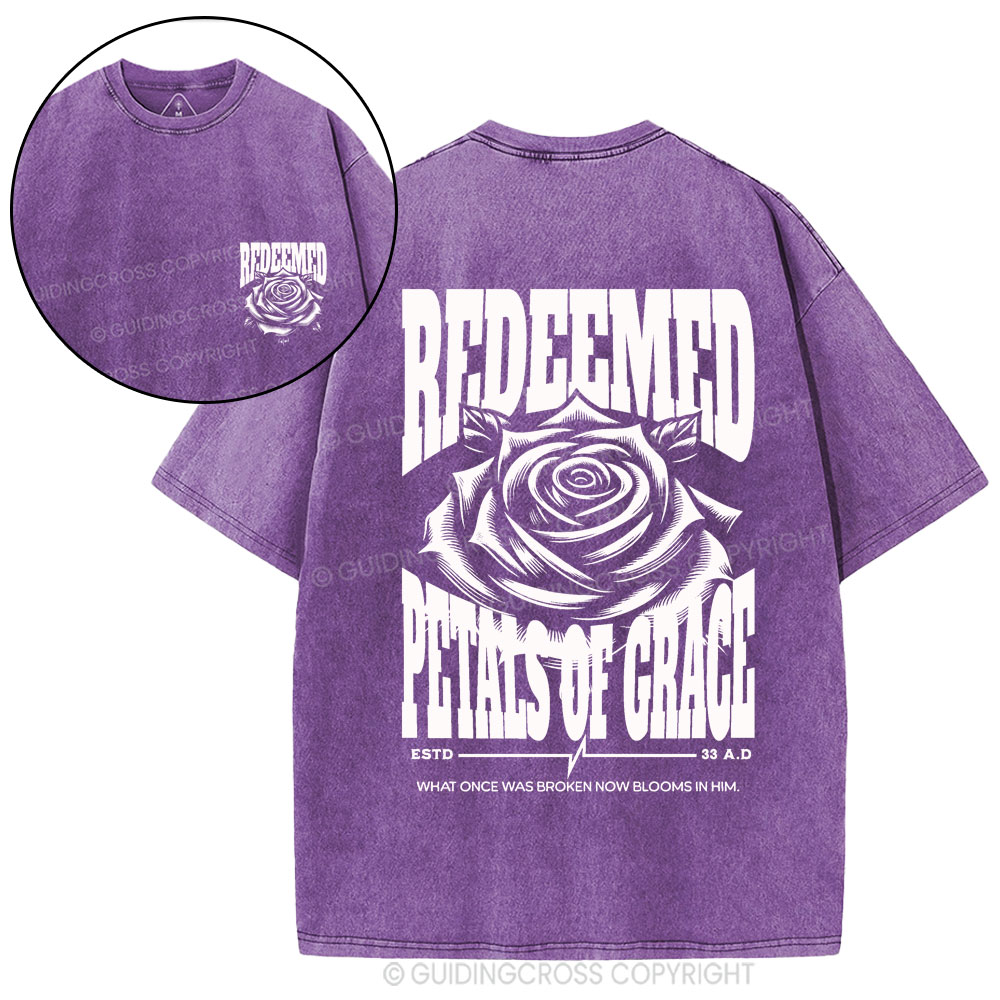 Redeemed Petals Of Grace Christian Washed T-Shirt