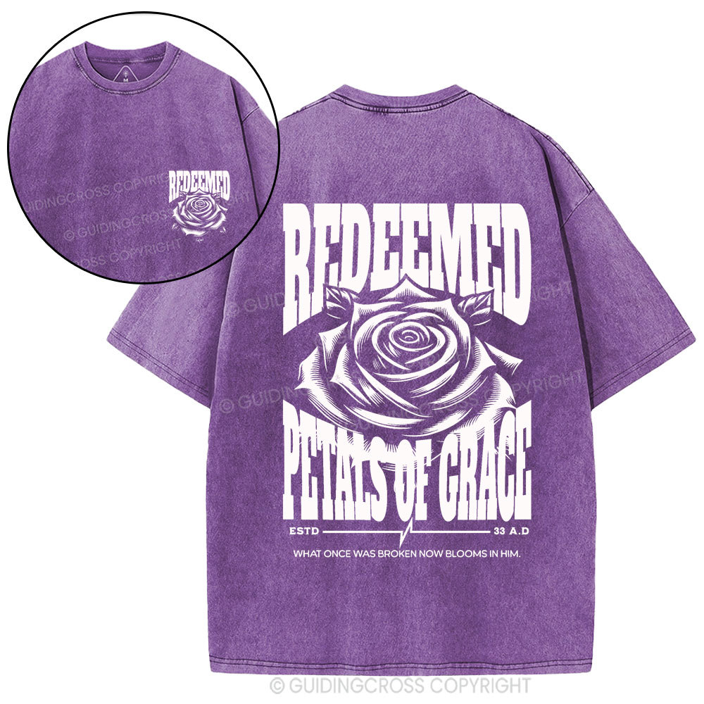 Redeemed Petals Of Grace Christian Washed T-Shirt