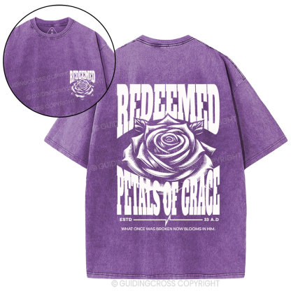 Redeemed Petals Of Grace Christian Washed T-Shirt