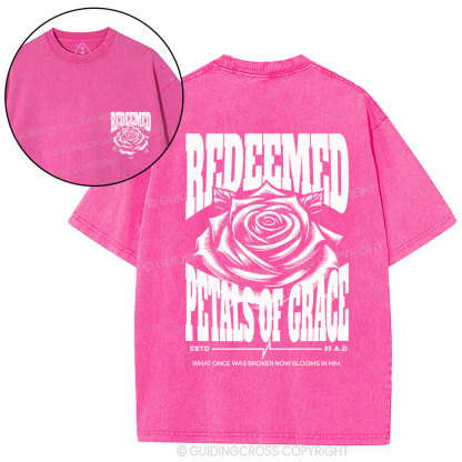 Redeemed Petals Of Grace Christian Washed T-Shirt