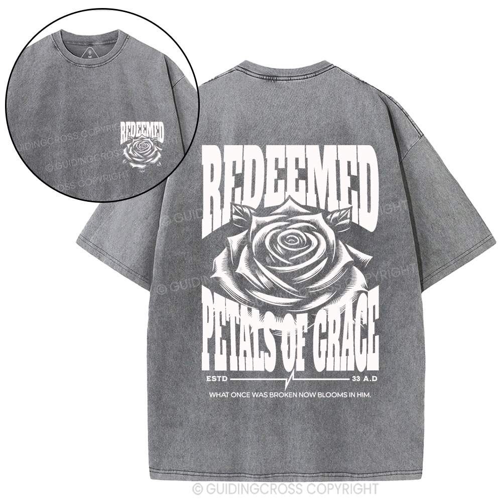 Redeemed Petals Of Grace Christian Washed T-Shirt