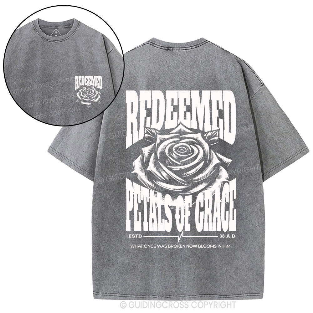 Redeemed Petals Of Grace Christian Washed T-Shirt