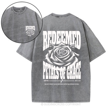 Redeemed Petals Of Grace Christian Washed T-Shirt