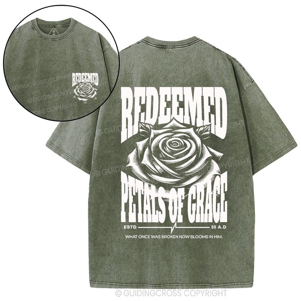 Redeemed Petals Of Grace Christian Washed T-Shirt