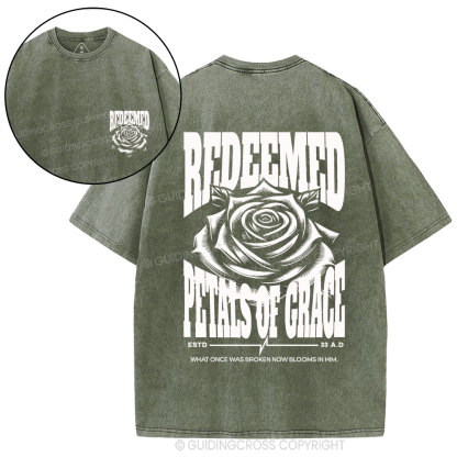 Redeemed Petals Of Grace Christian Washed T-Shirt