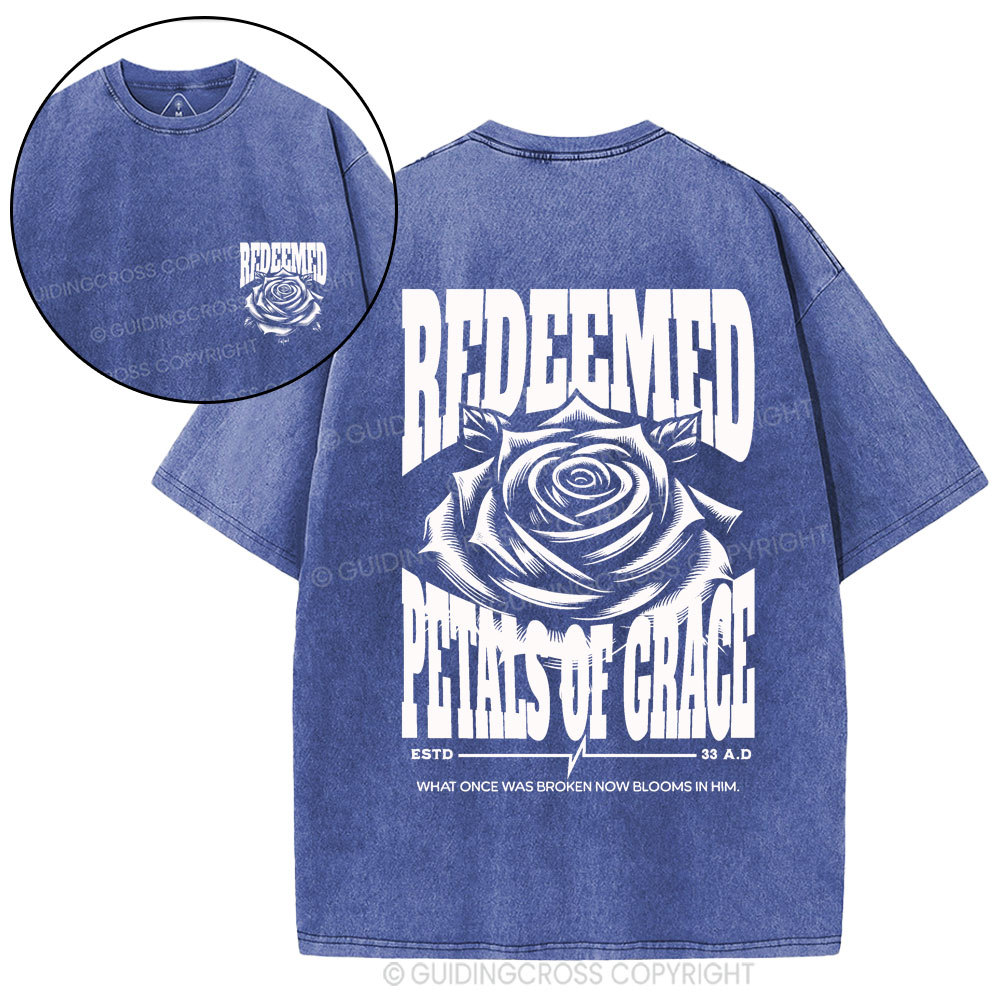 Redeemed Petals Of Grace Christian Washed T-Shirt