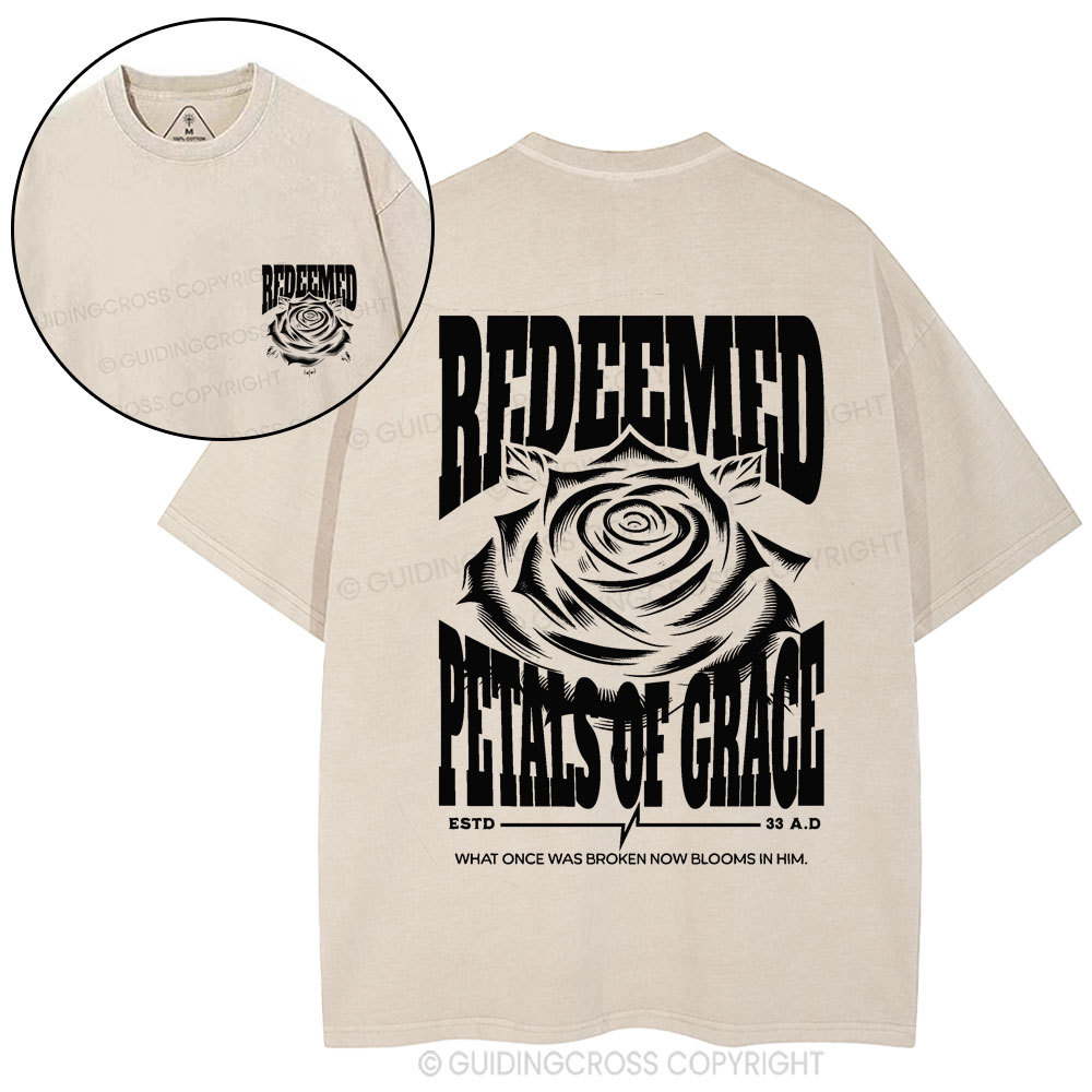 Redeemed Petals Of Grace Christian Washed T-Shirt