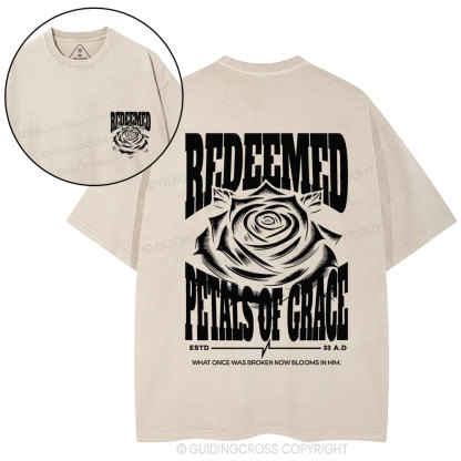 Redeemed Petals Of Grace Christian Washed T-Shirt