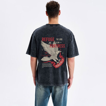 Refuge And Fortress Christian Washed T-Shirt
