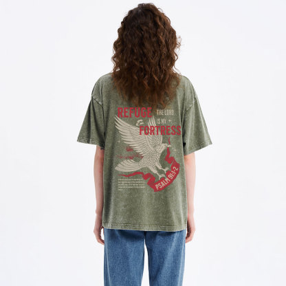 Refuge And Fortress Christian Washed T-Shirt