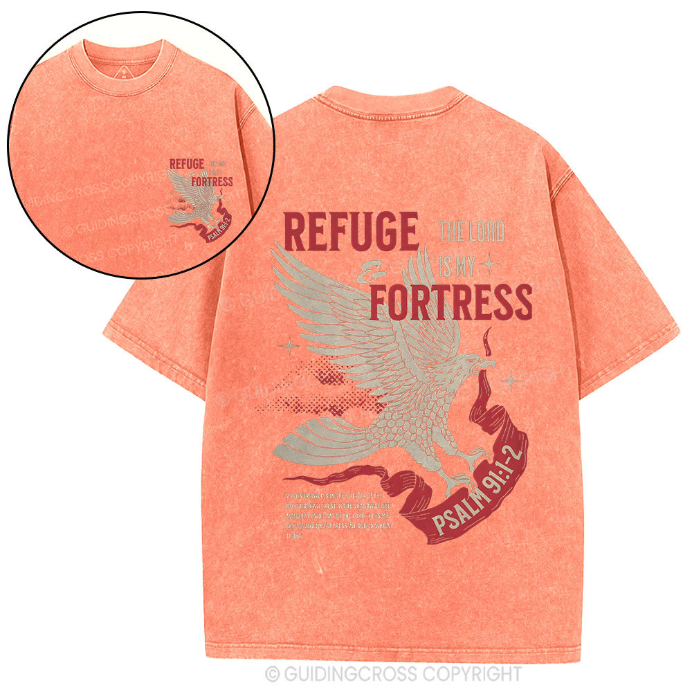 Refuge And Fortress Christian Washed T-Shirt