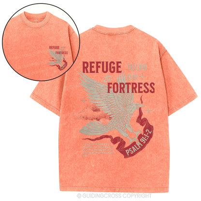 Refuge And Fortress Christian Washed T-Shirt