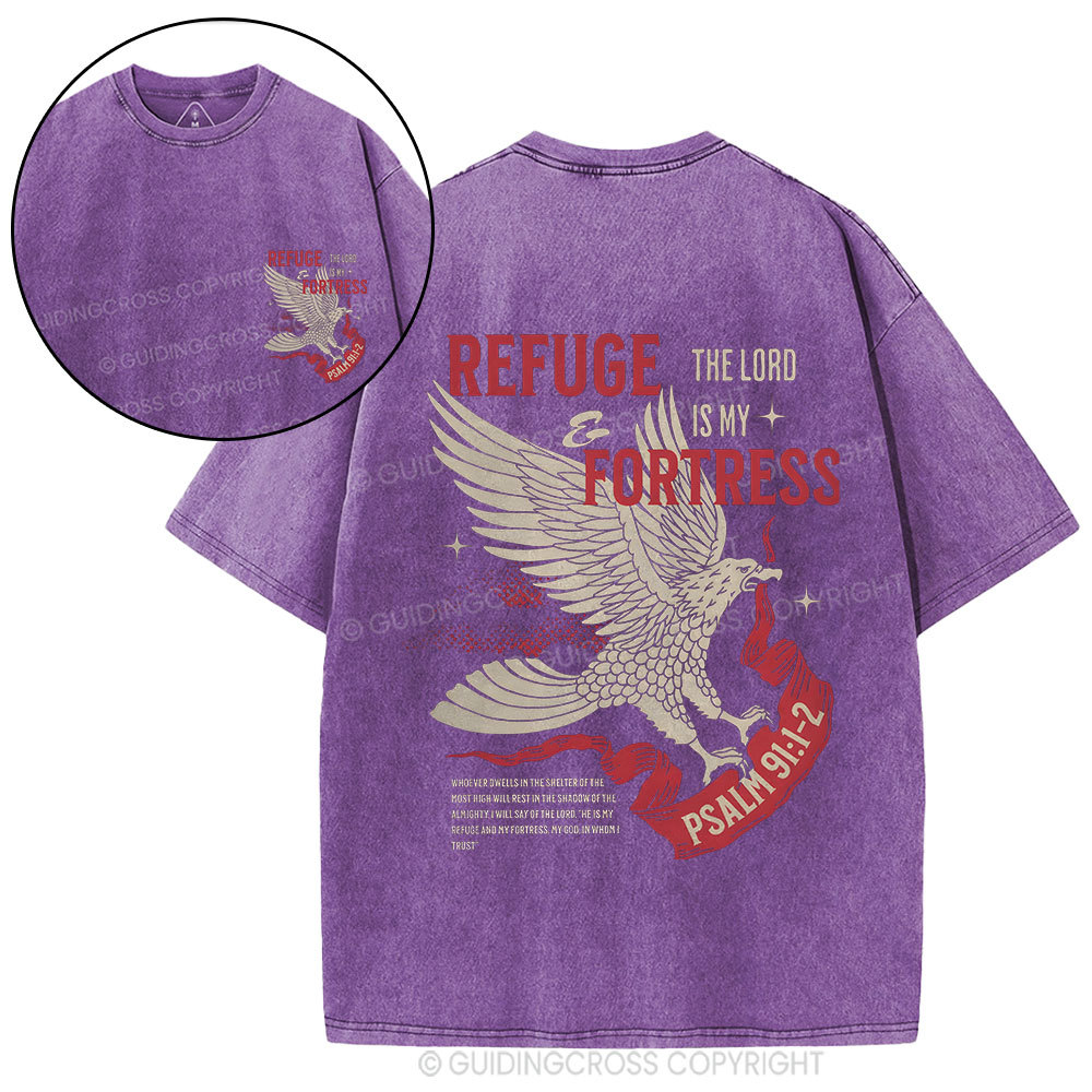 Refuge And Fortress Christian Washed T-Shirt