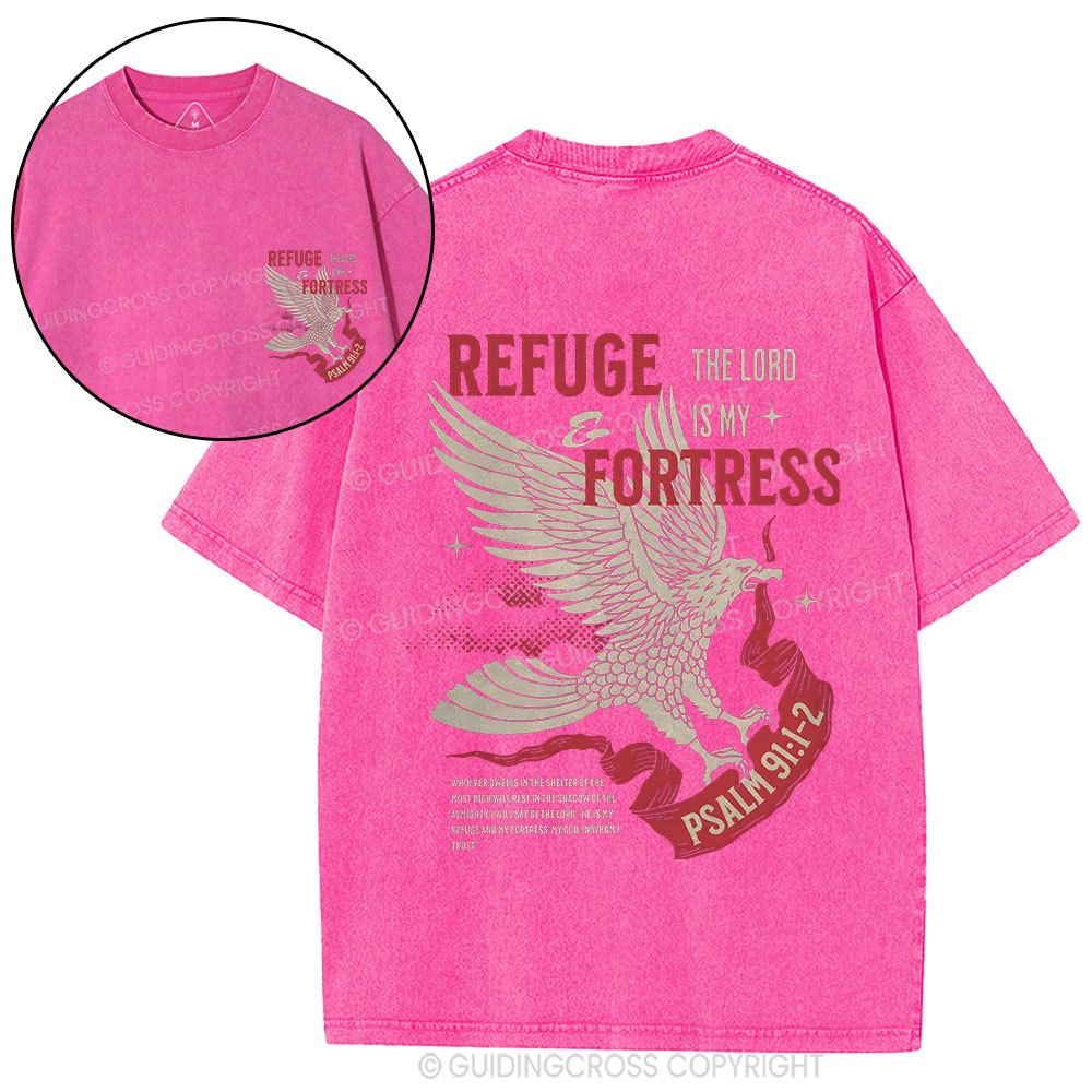 Refuge And Fortress Christian Washed T-Shirt