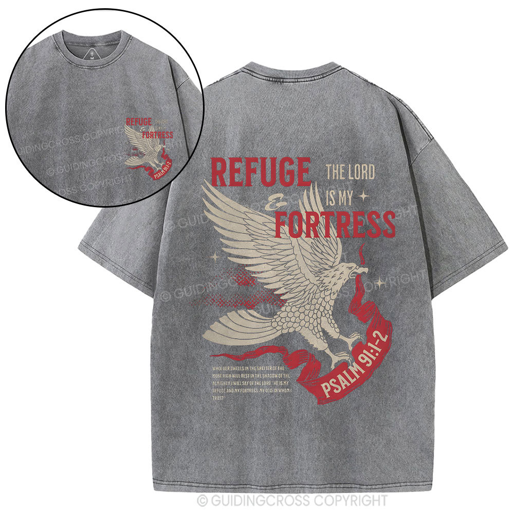 Refuge And Fortress Christian Washed T-Shirt