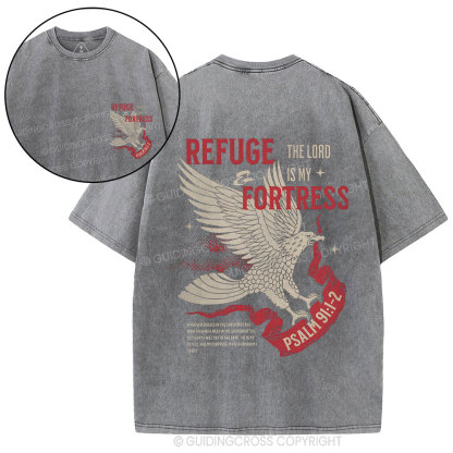 Refuge And Fortress Christian Washed T-Shirt
