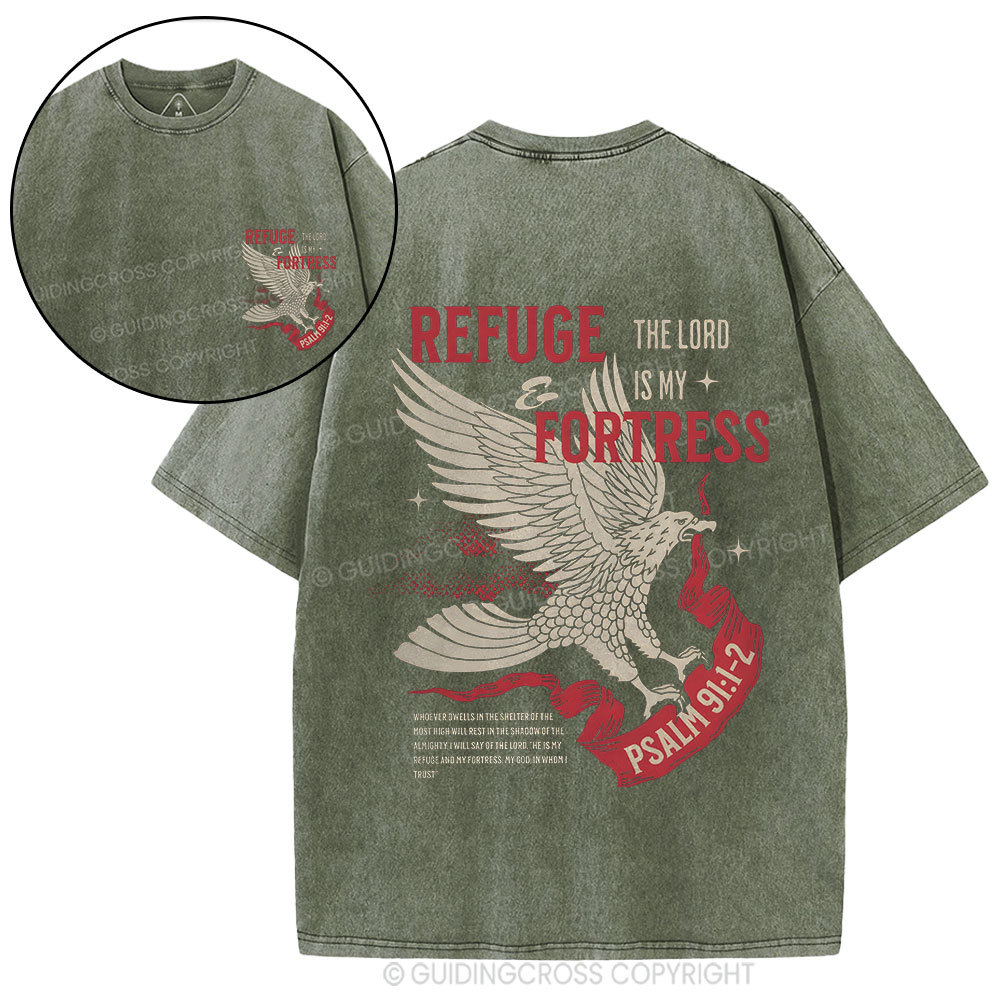 Refuge And Fortress Christian Washed T-Shirt