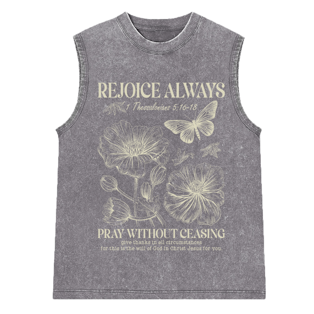 Rejoice Always Christian Washed Sleeveless Tee