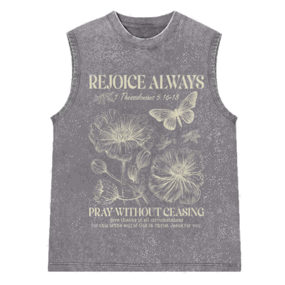 Rejoice Always Christian Washed Sleeveless Tee
