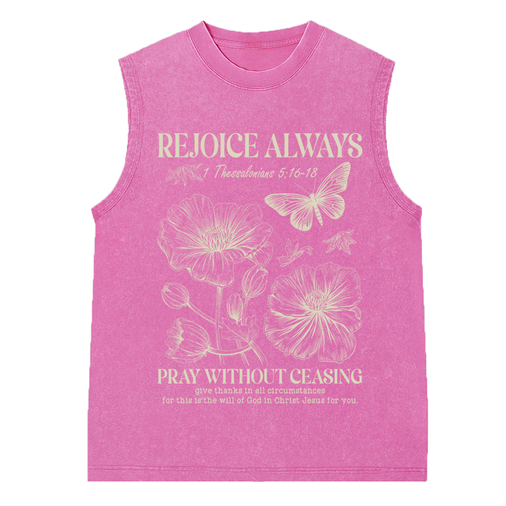 Rejoice Always Christian Washed Sleeveless Tee
