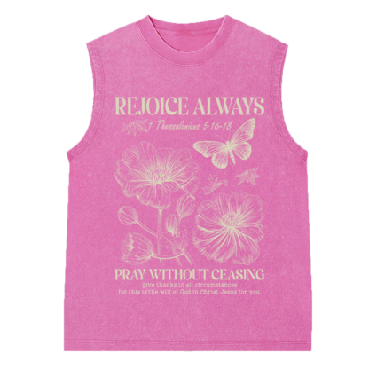 Rejoice Always Christian Washed Sleeveless Tee