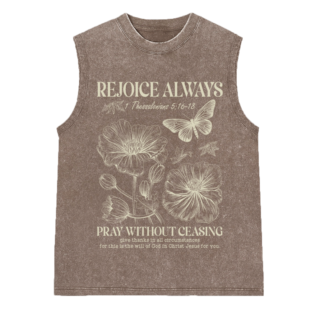 Rejoice Always Christian Washed Sleeveless Tee