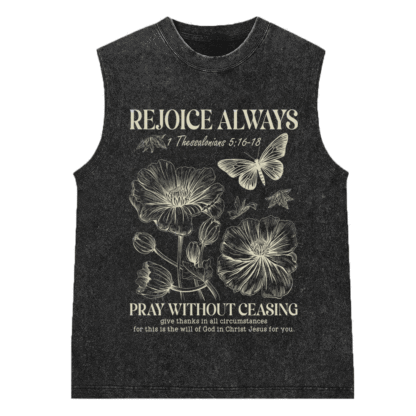 Rejoice Always Christian Washed Sleeveless Tee