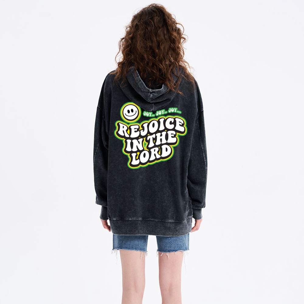 Rejoice In The Lord Christian Washed Hoodie