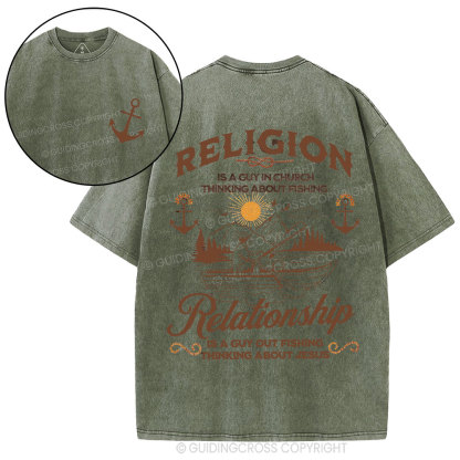 Religion Relationship  Christian Washed T-Shirt