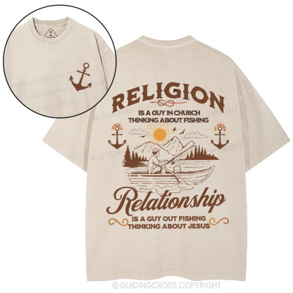 Religion Relationship  Christian Washed T-Shirt