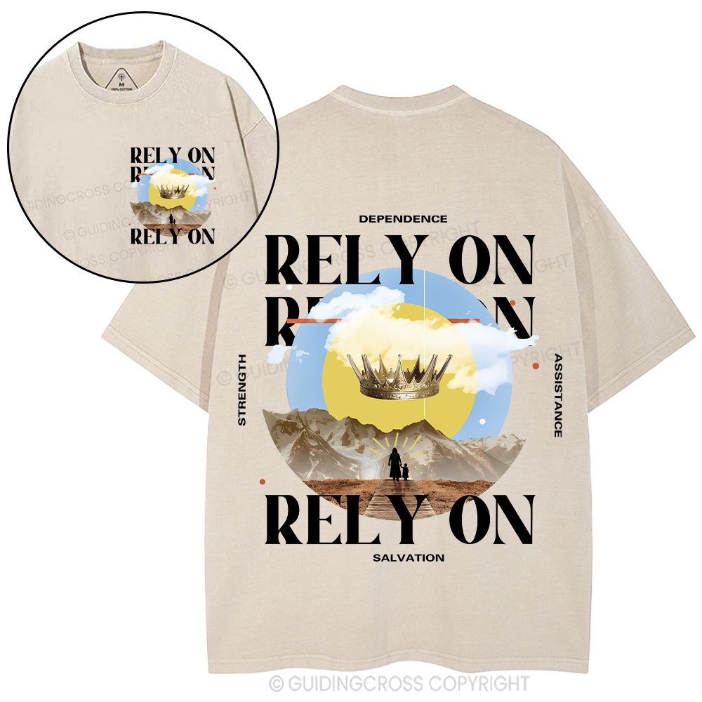 Rely On Jesus Christian Washed T-Shirt