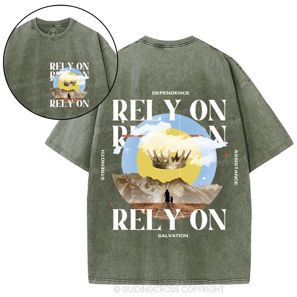 Rely On Jesus Christian Washed T-Shirt