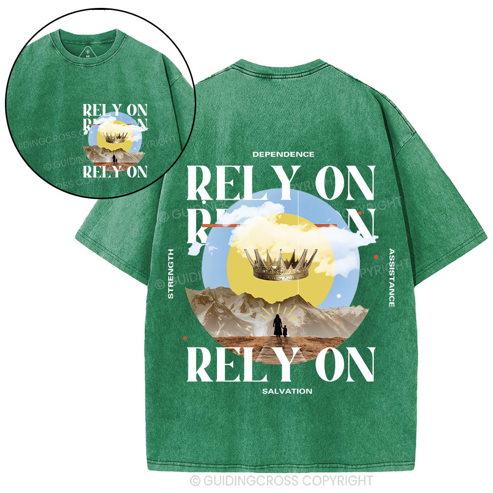Rely On Jesus Christian Washed T-Shirt