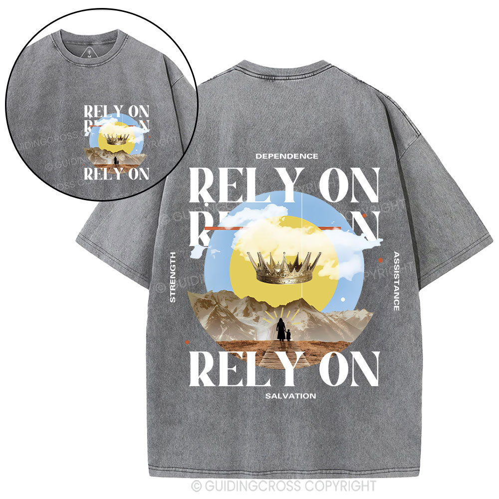 Rely On Jesus Christian Washed T-Shirt