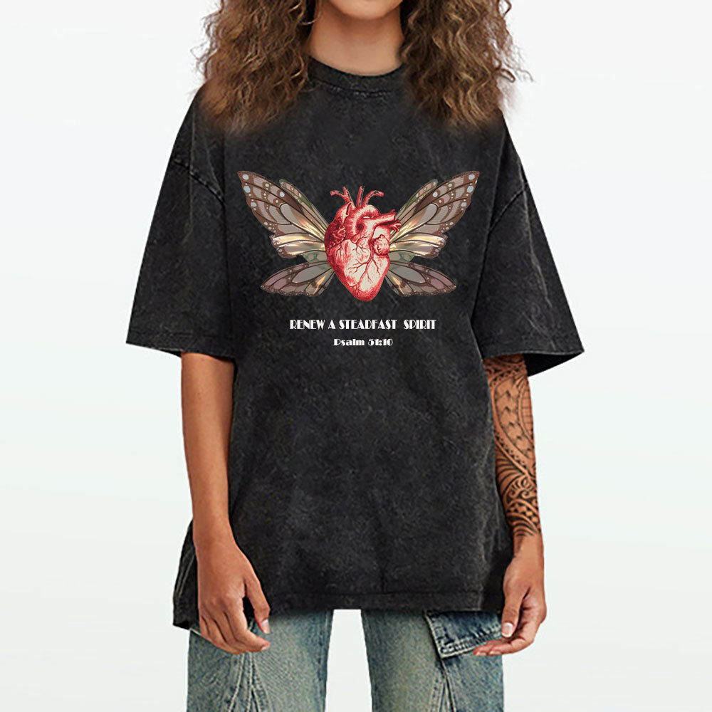 Renew A Steadfast Spirit Christian Washed T-Shirt
